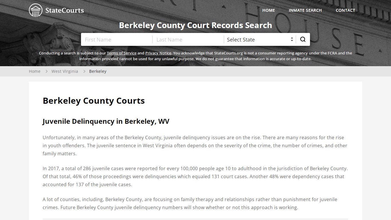 Berkeley County, WV Courts - Records & Cases - StateCourts